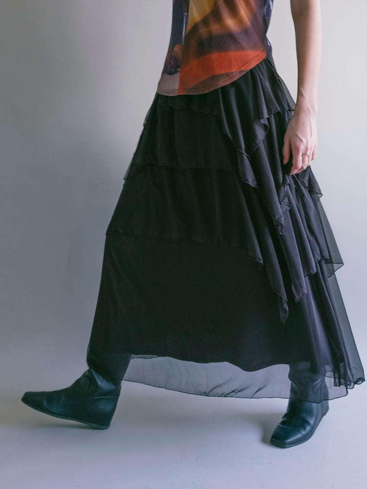 Random Hem Tiered Skirt