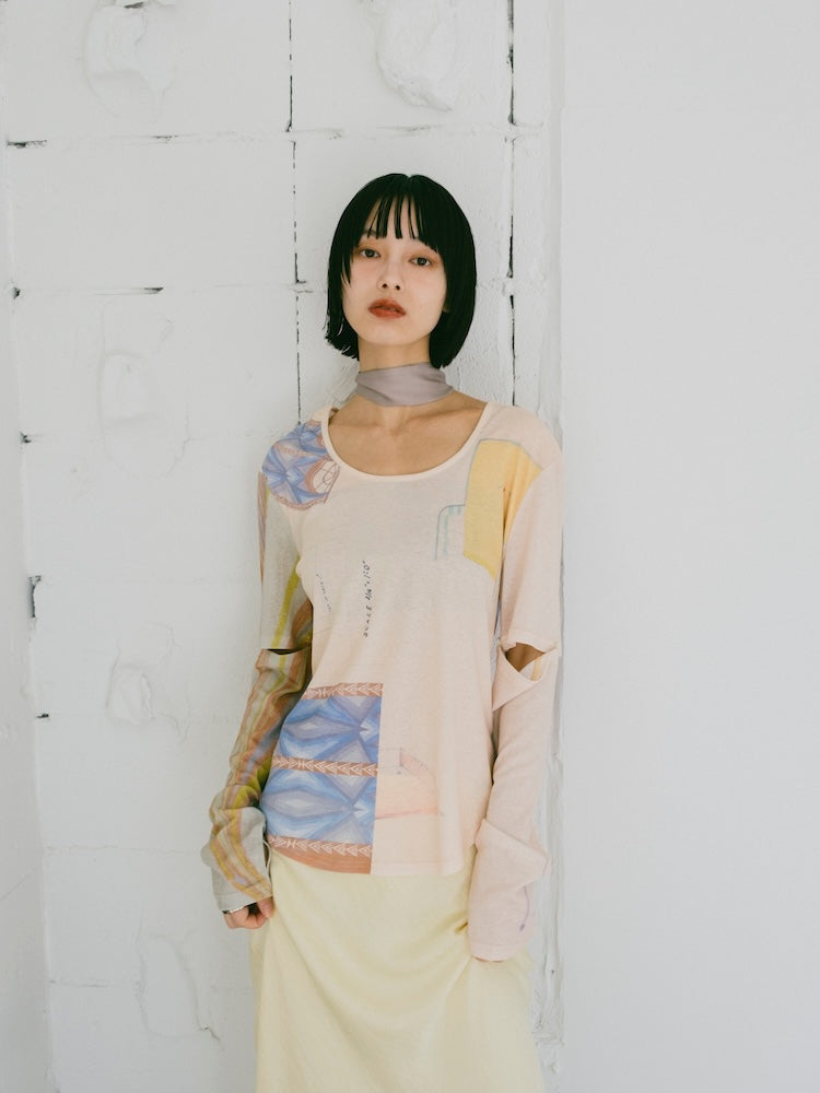 2way Sleeve Art Print Top｜2wayアート柄トップス – MARTE