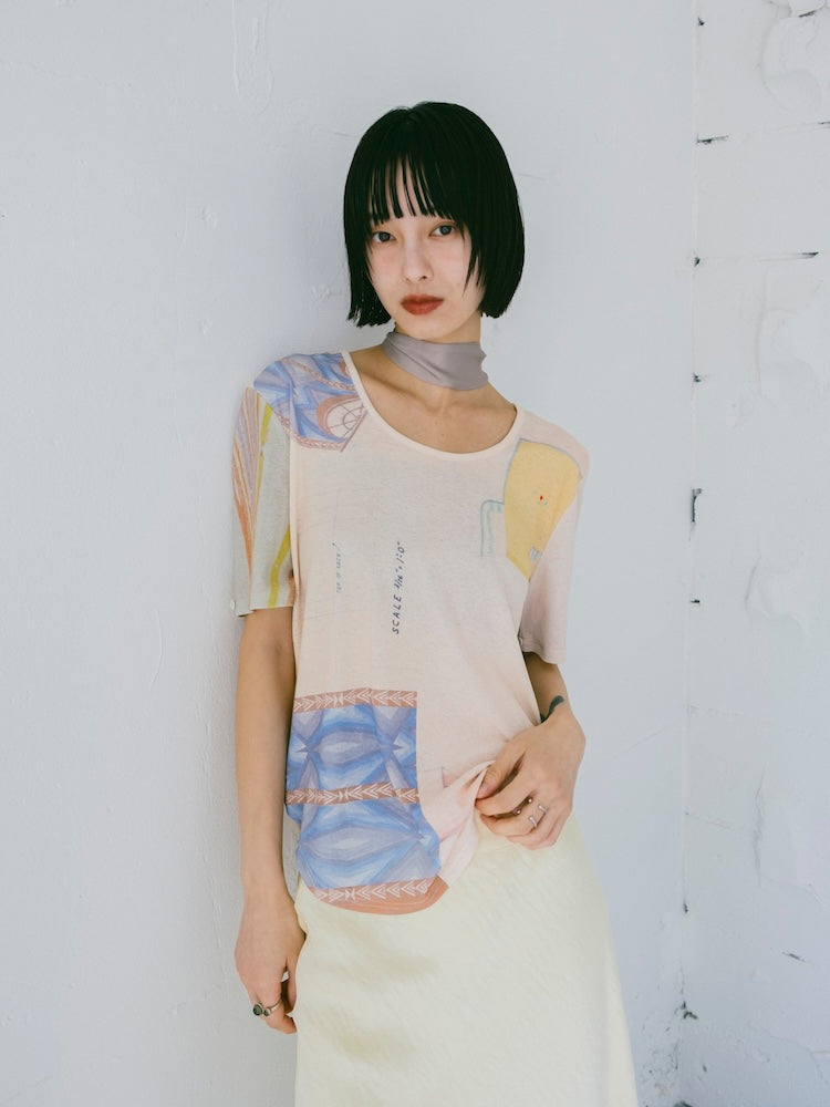2way Sleeve Art Print Top｜2wayアート柄トップス – MARTE