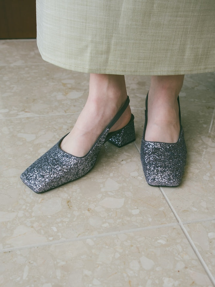 Glitter Sling Back Pumps