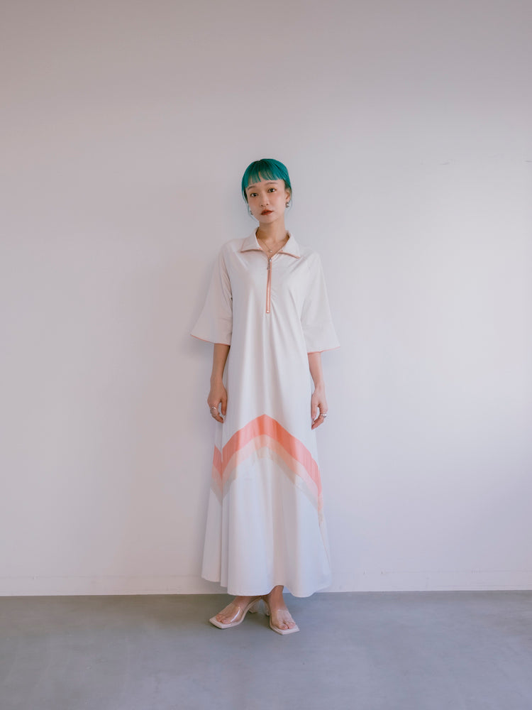 Chevron Half-Zip Dress｜V字型ハーフジップワンピース – MARTE