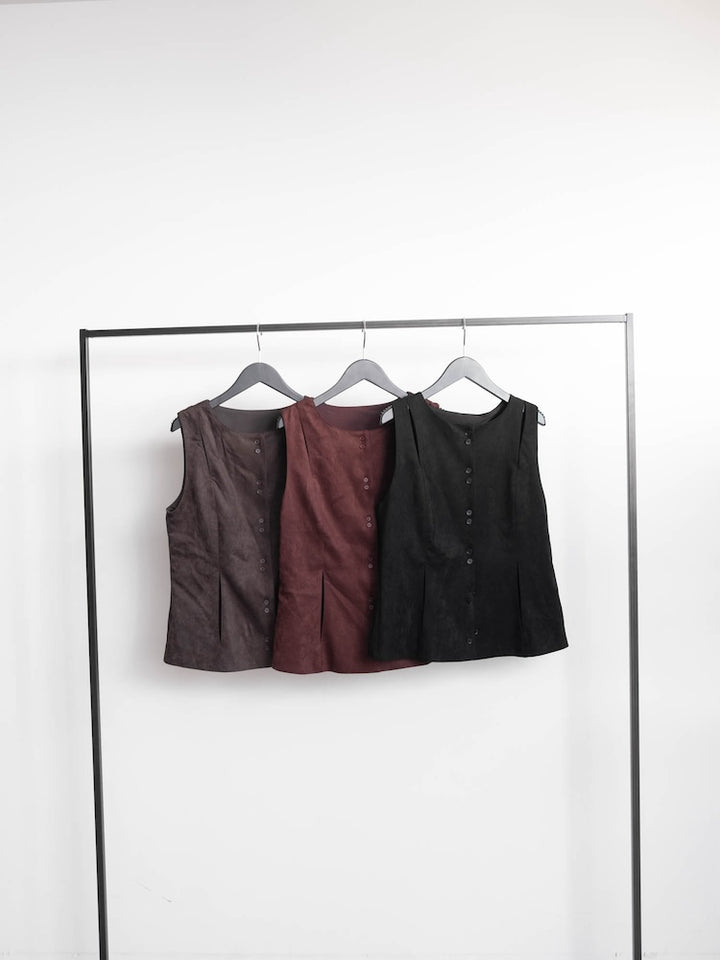 Faux Suede Slit Vest