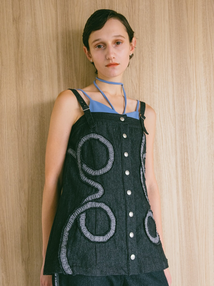 Gathering Tape Denim Bustier｜調節可能なデニムビスチェ – MARTE