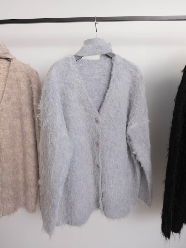 Shaggy Knit Deform Cardigan