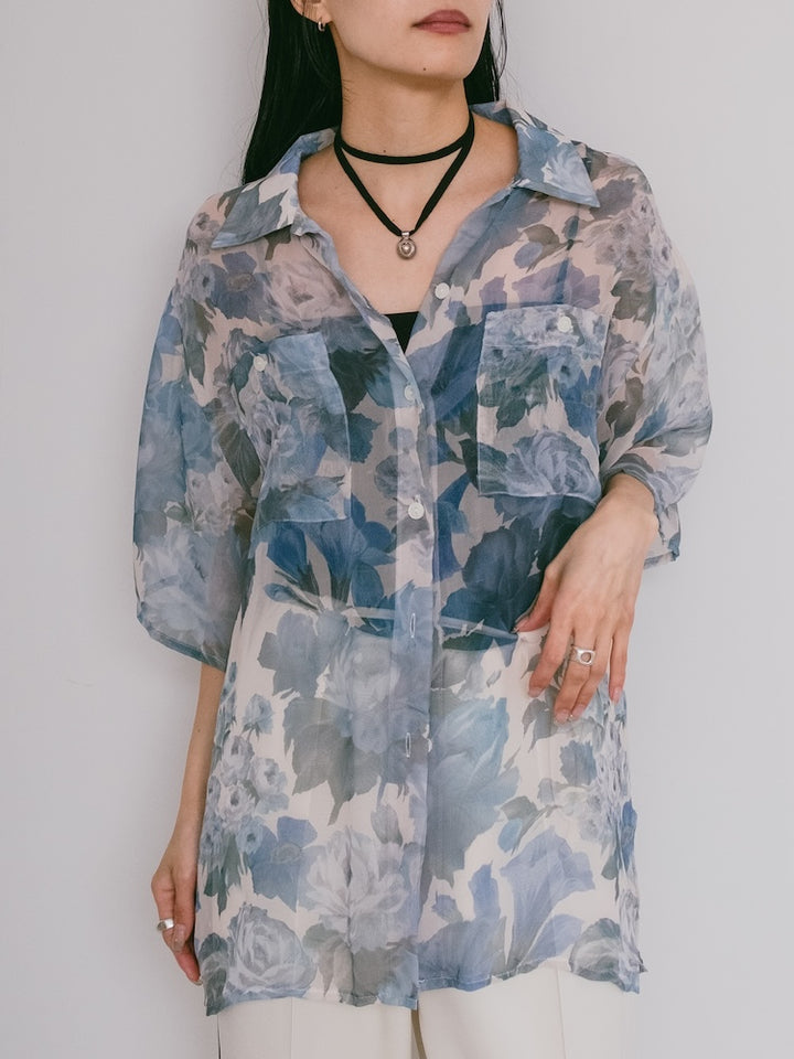 Cool Flower Sheer Shirt