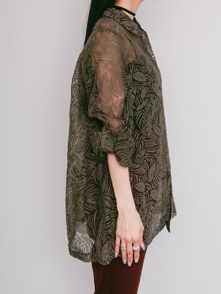 Leaf Sheer Jacquard Shirt