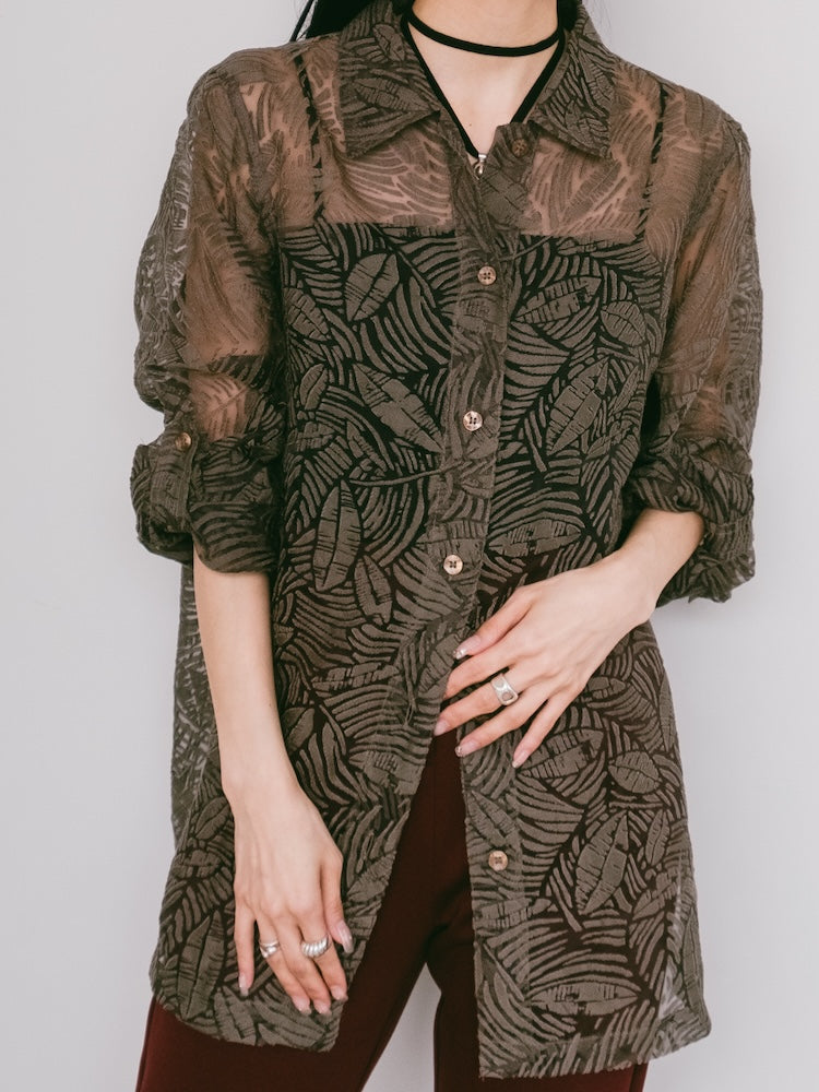 Leaf Sheer Jacquard Shirt