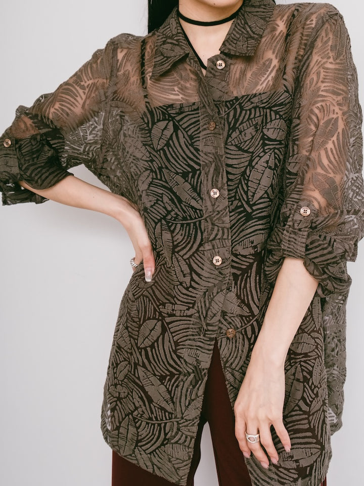 Leaf Sheer Jacquard Shirt