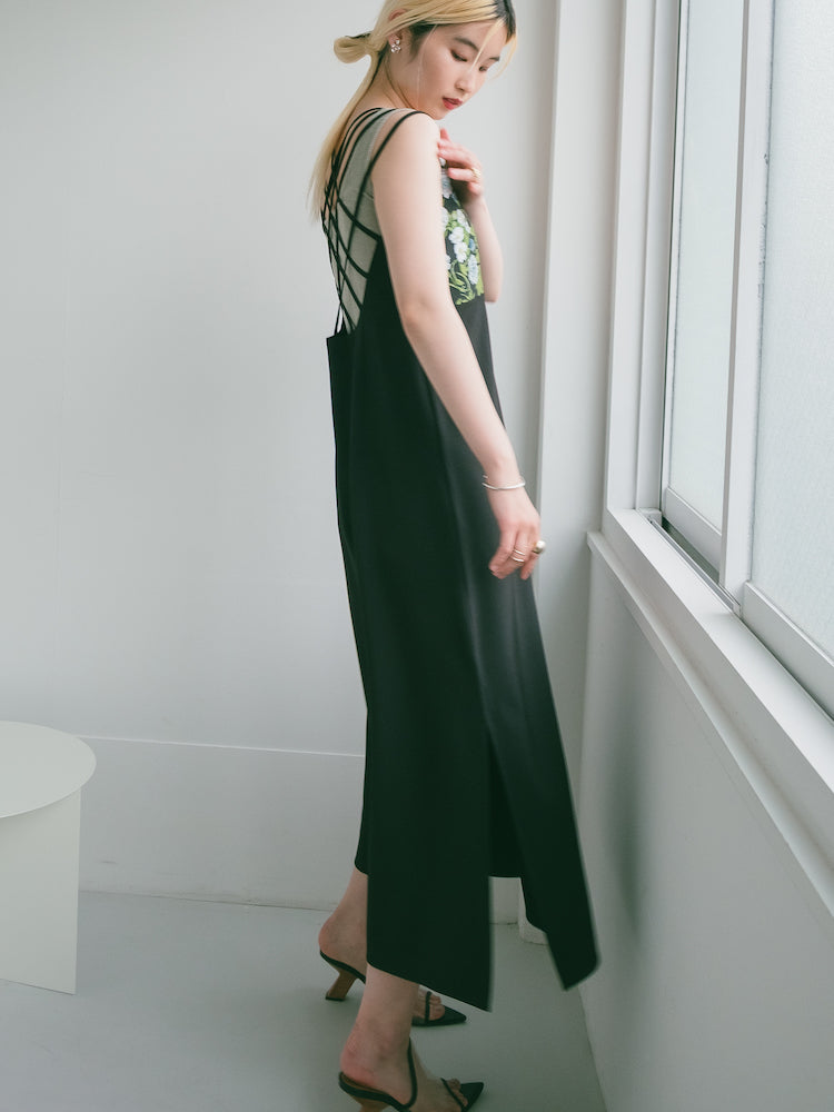 Back Cross Jacquard Cami Dress｜バッククロスジャガードキャミ