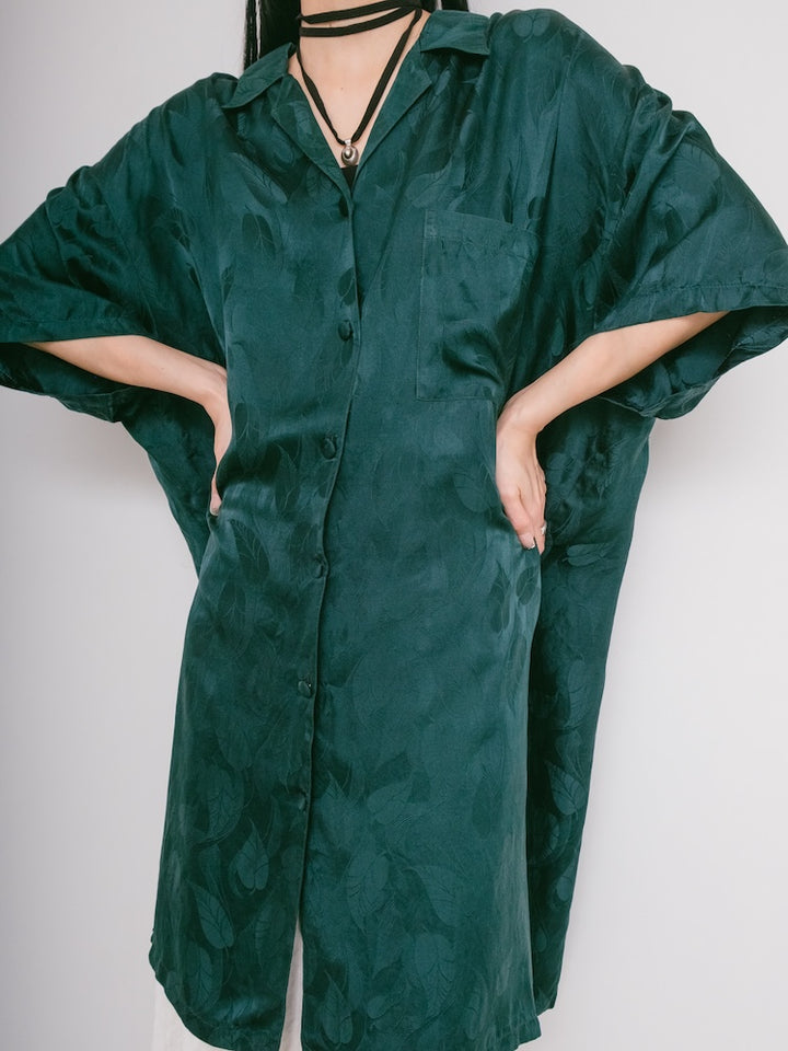 Turquoise Satin Silk Shirt
