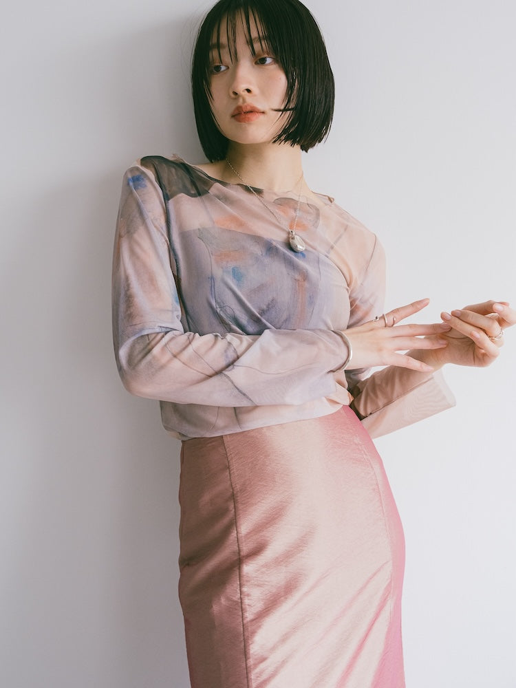 ★美品★liten Sheer Sculpture Tops mint シアー ☆美品☆liten Sheer Sculpture Tops mint シアー