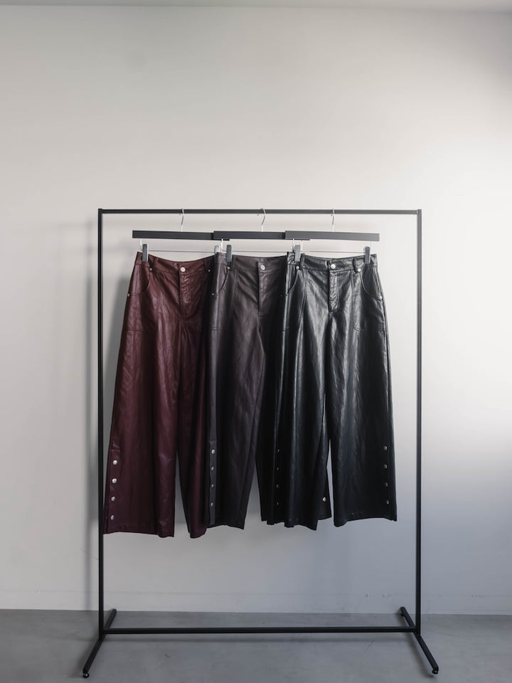 Side Snap Faux Leather Pants