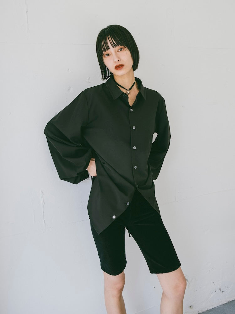 seyto ドローストリング オーバーシャツ 長袖 Drawstring Cuff Over Shirt｜ドローストリングデザインオーバーサイズ