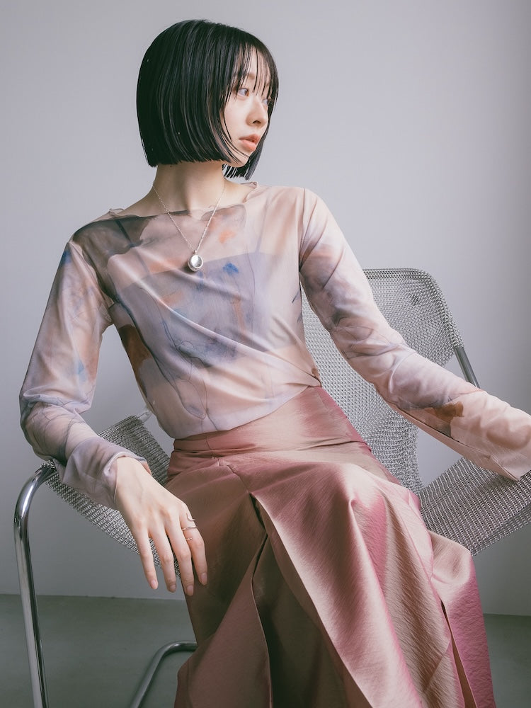 ★美品★liten Sheer Sculpture Tops mint シアー u♡ 】Liten Sheer Sculpture Tops シアー 新品 liten Sheer