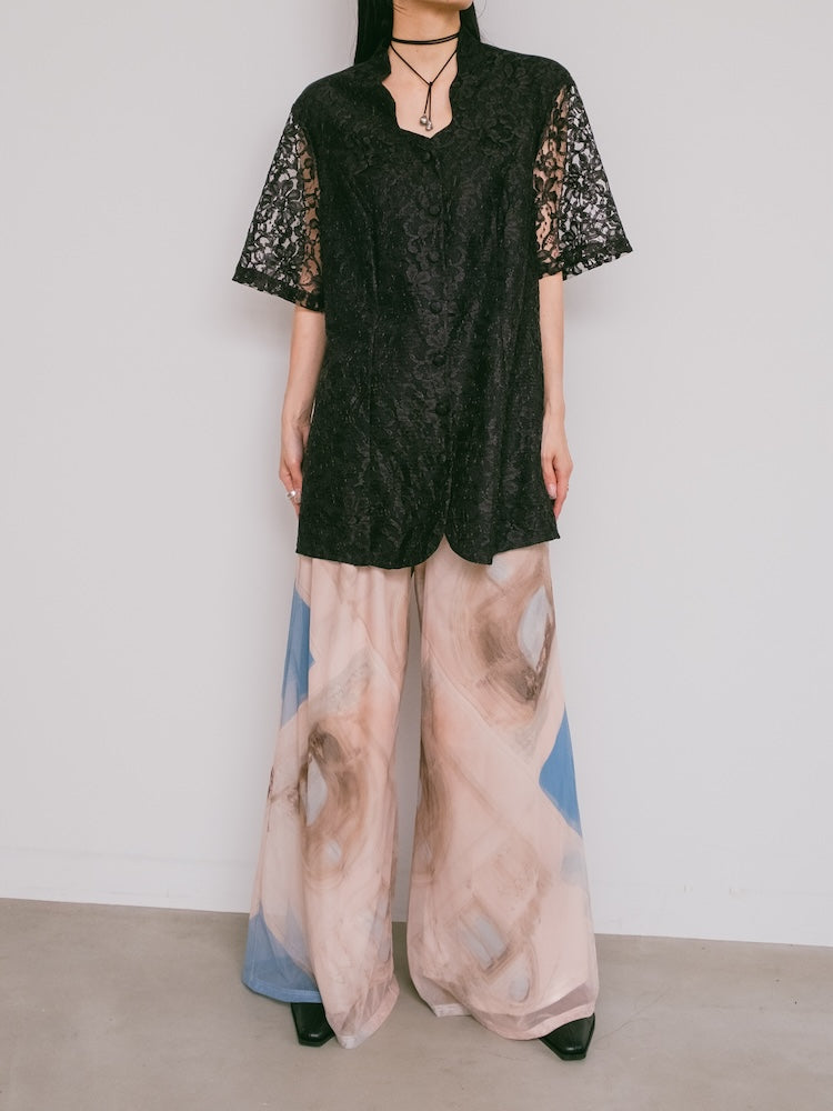Black Lace Flower Shirt