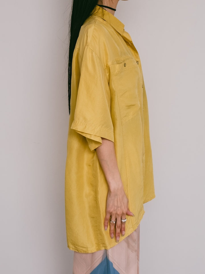 90s Mustard Silk Shirt