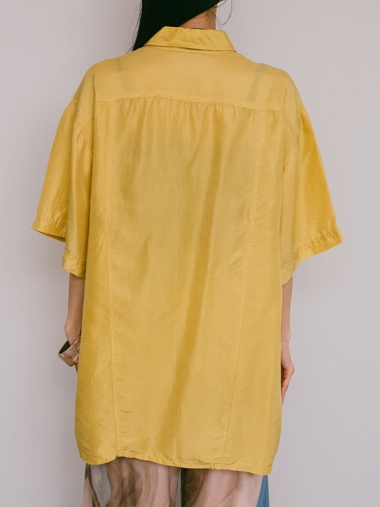90s Mustard Silk Shirt