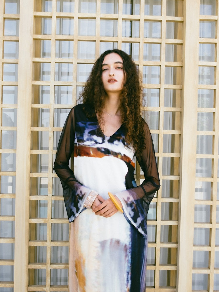 ワンピース Marte Sahara Nature Print Layered Dress Nature Print Layered Dress｜ネイチャーモチーフ柄レイヤード