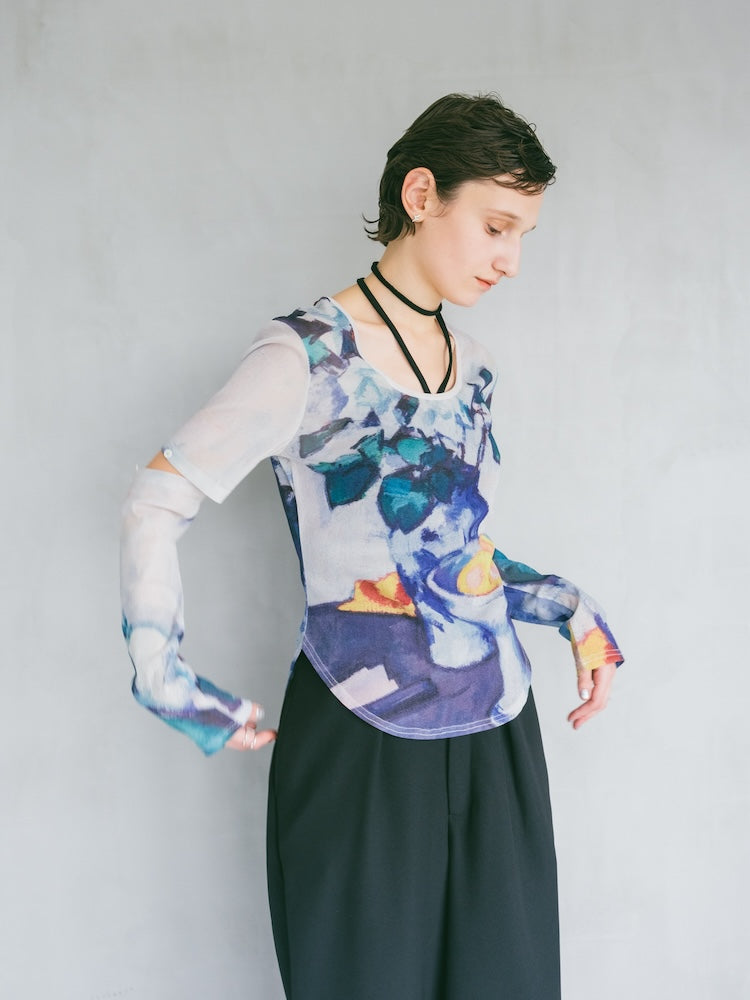トップス sahara Art Print 2way Sleeve Top Art Print 2way Sleeve Top sahara