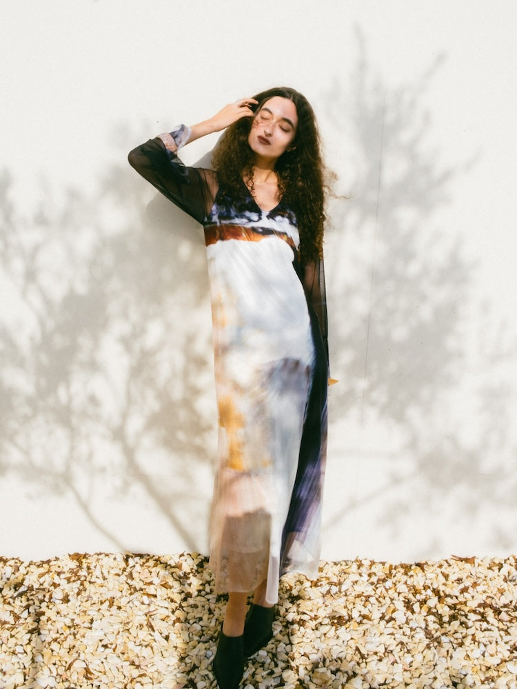 Nature Print Layered Dress｜ネイチャーモチーフ柄レイヤード
