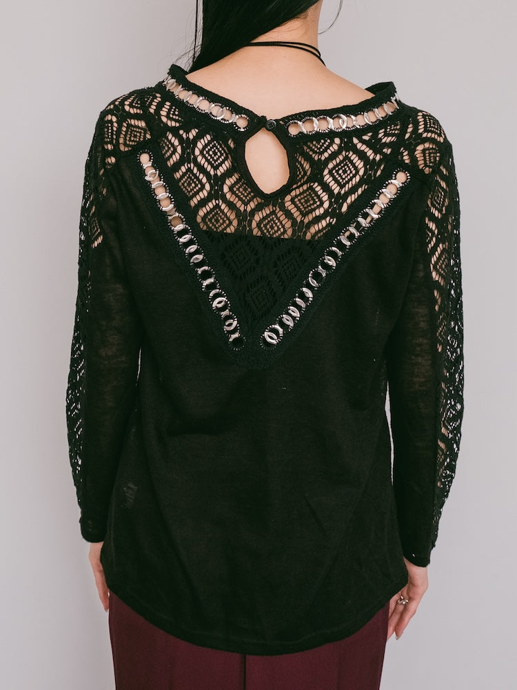 Silver Parts Lace Top