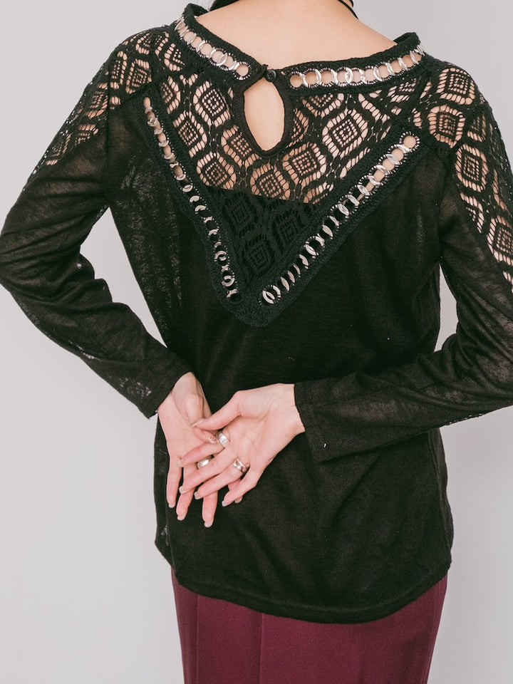 Silver Parts Lace Top