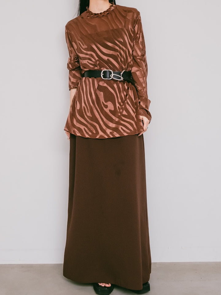 Brown Wave Mesh Top