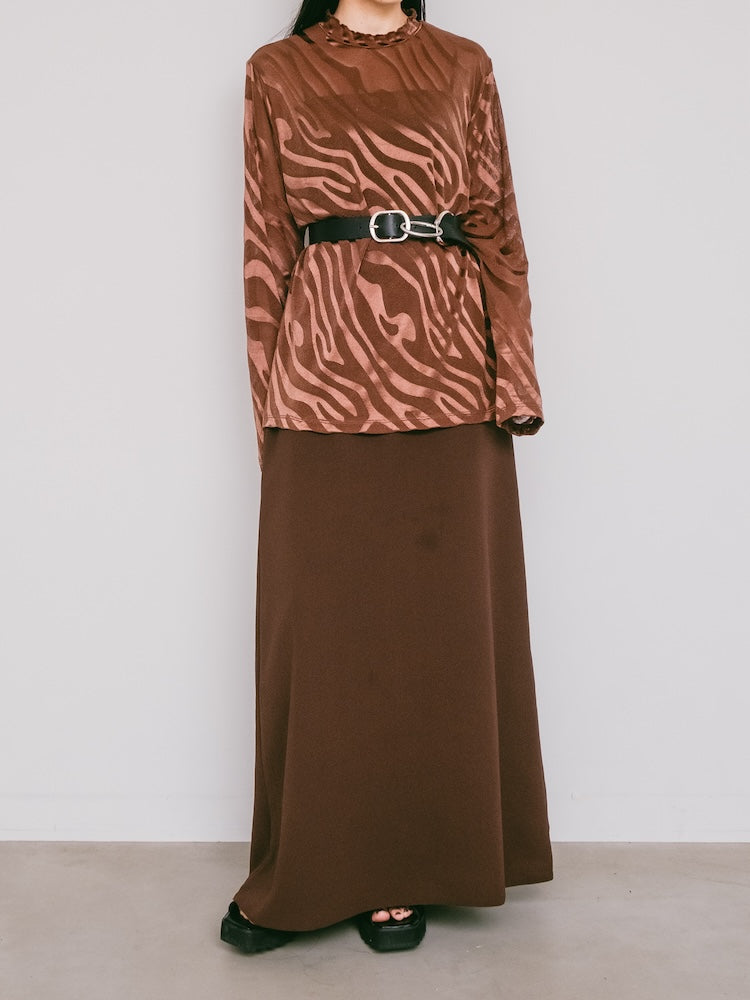 Brown Wave Mesh Top