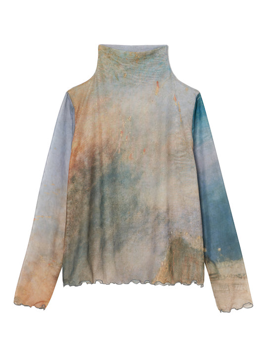 High Neck Sheer Top / 01Burning