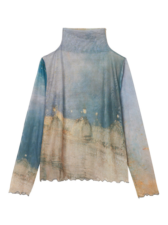 High Neck Sheer Top / 01Burning