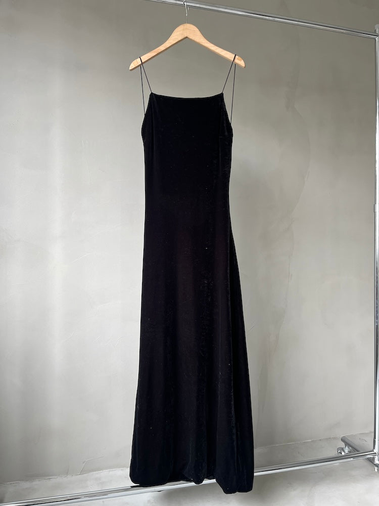 Back Open Velour Long Dress