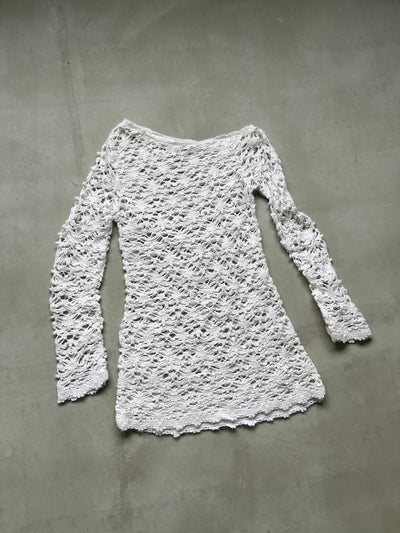White Lace Knit Top