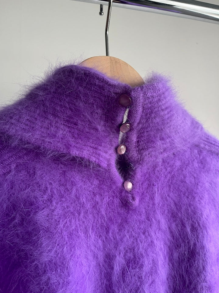 Mohair High Neck Purple Knit