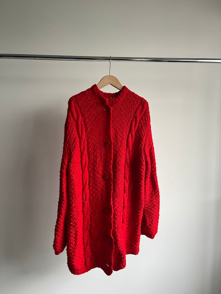 Over Red Knit Cardigan