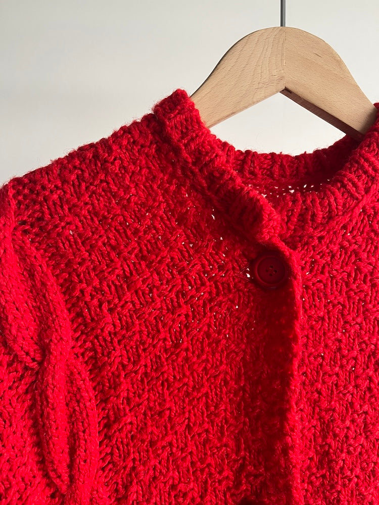 Over Red Knit Cardigan