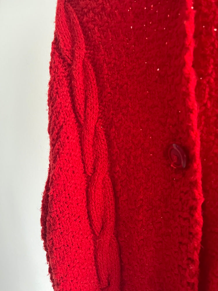 Over Red Knit Cardigan