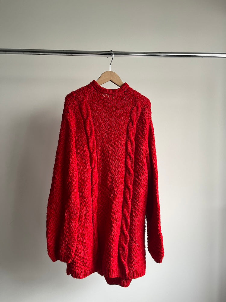 Over Red Knit Cardigan