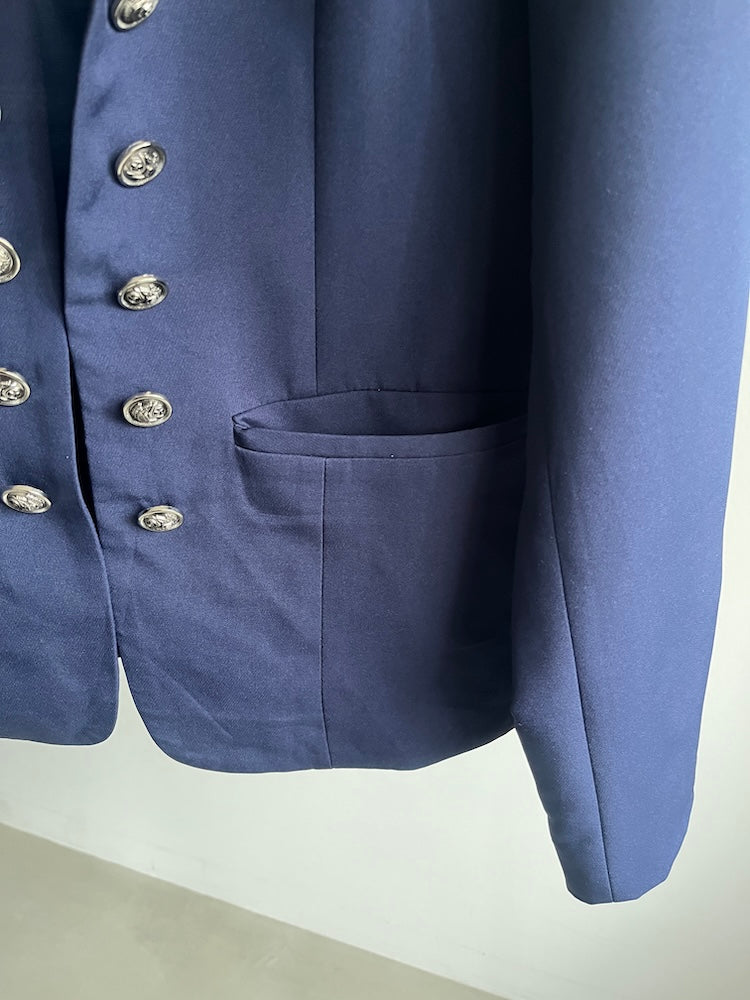 Navy Stand Collar Jacket