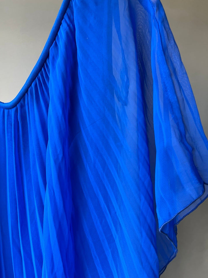 70s Pleats Sheer Blue Dress