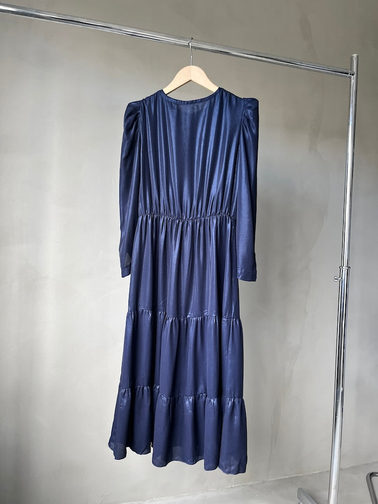 Navy Metallic Sheer Dress