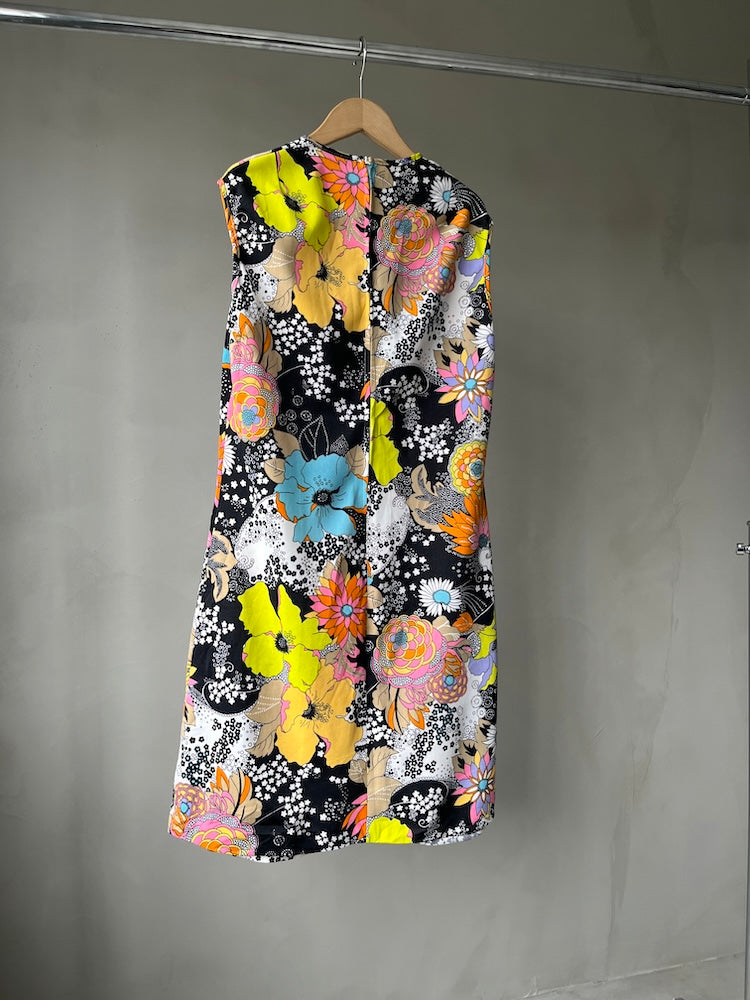 70s Sleeveless Flower Dress　