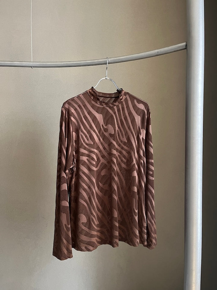 Brown Wave Mesh Top