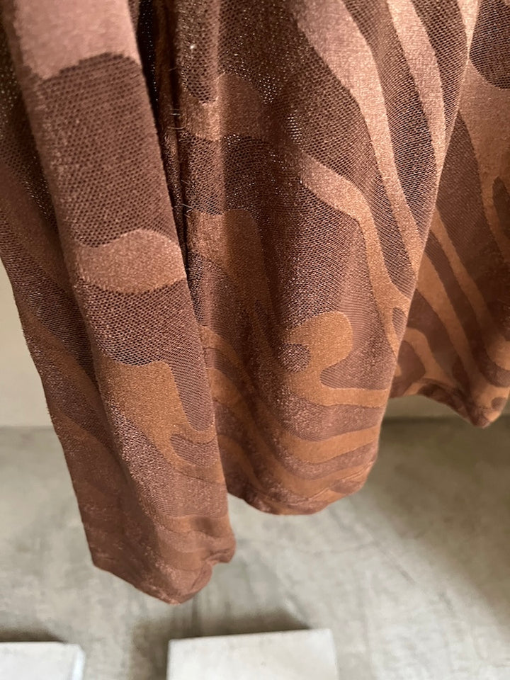 Brown Wave Mesh Top