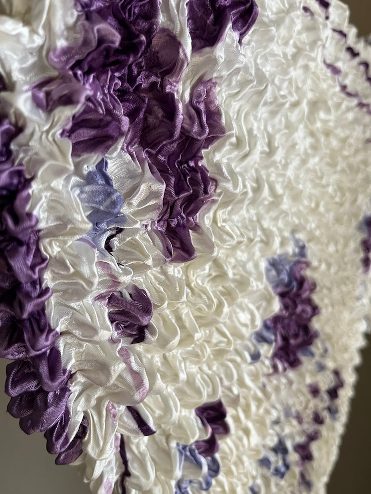 90s Popcorn Top / Purple Flower