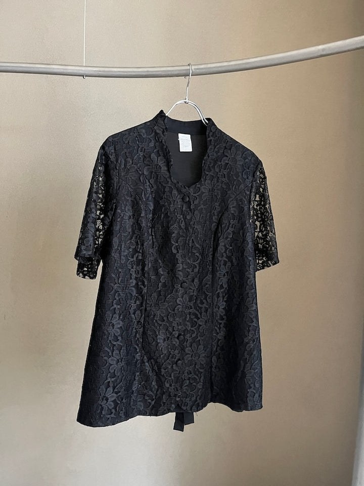 Black Lace Flower Shirt
