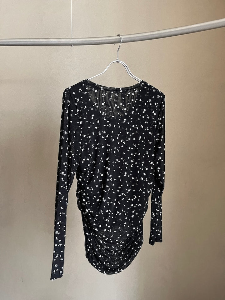 Side Gather Stretch Sheer Top