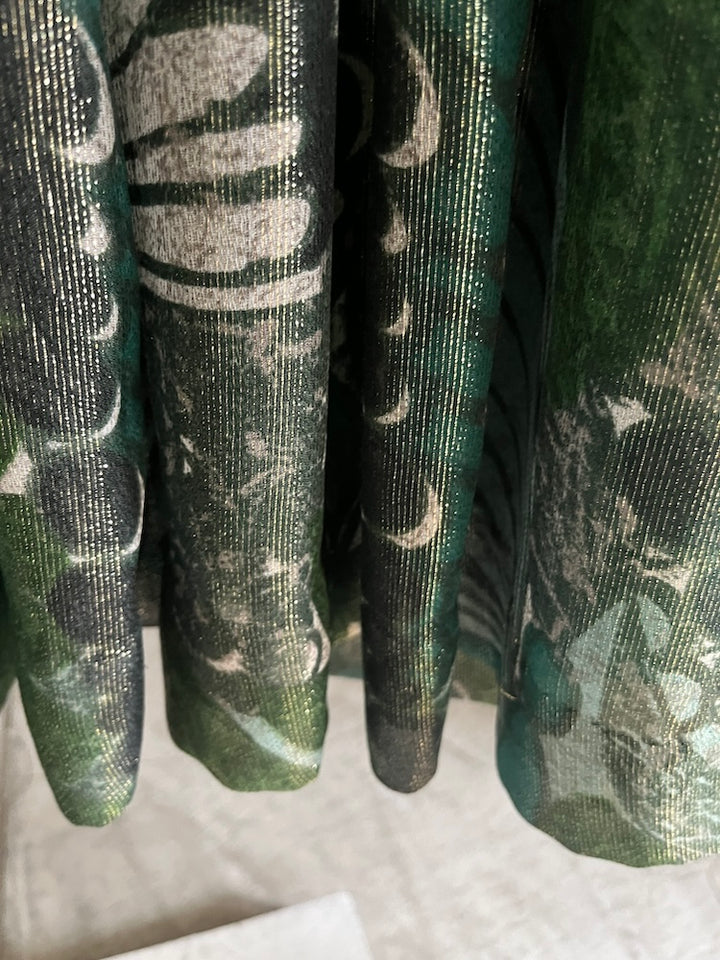 80s Metallic Sheer Print Skirt