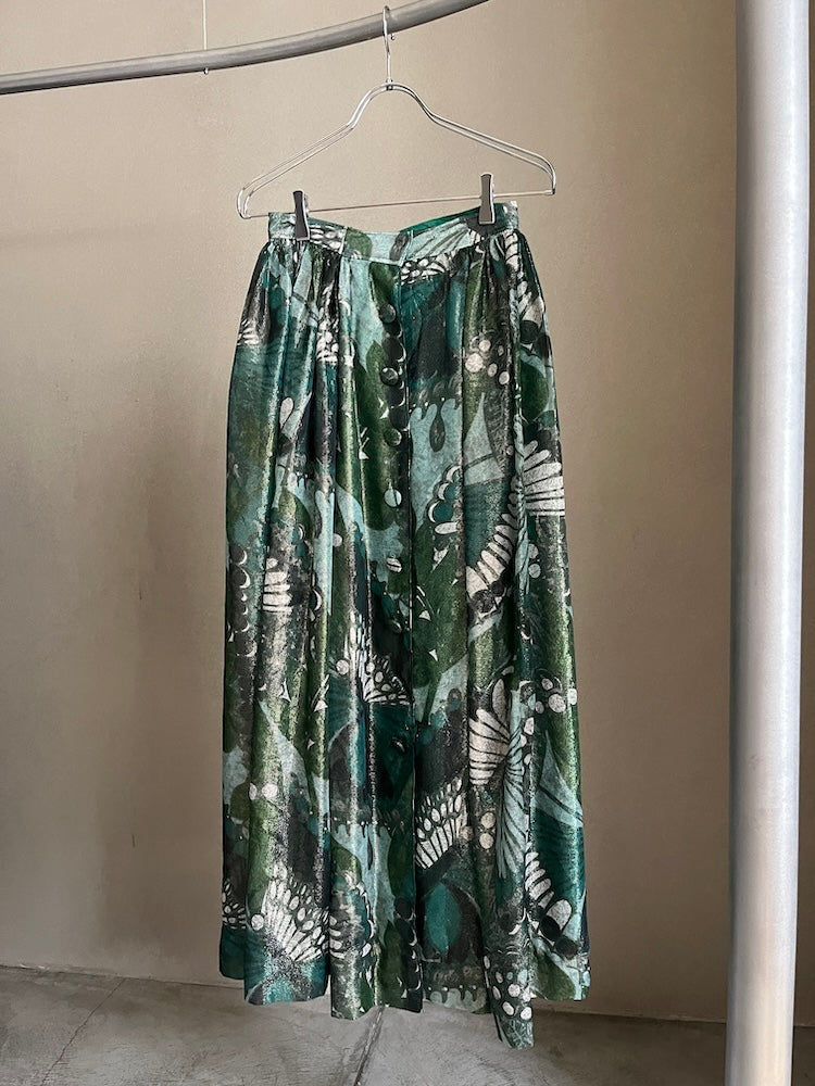 80s Metallic Sheer Print Skirt