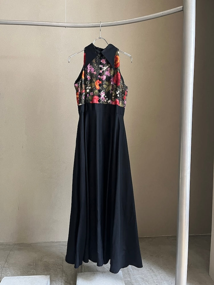 70s Polyester Halter Neck Dress