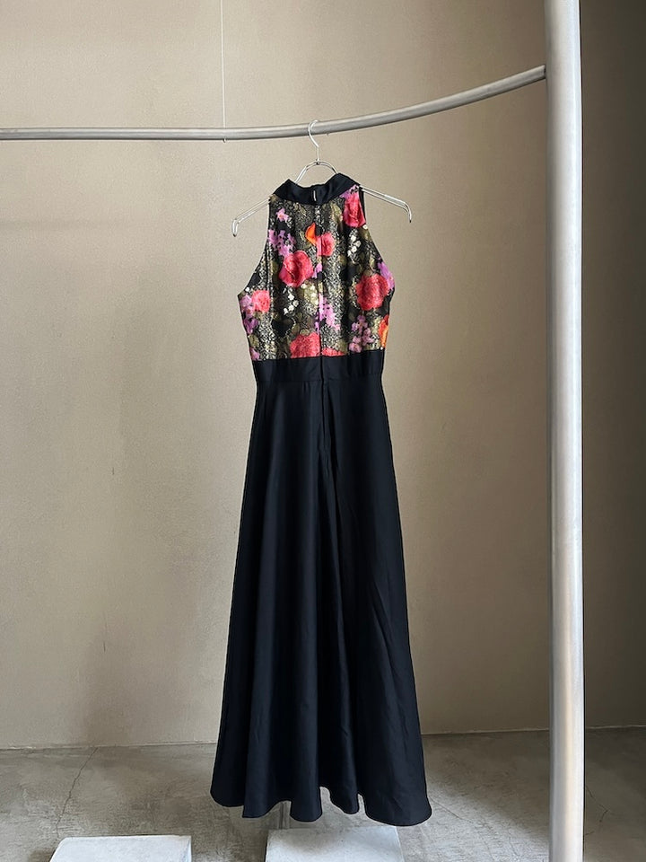 70s Polyester Halter Neck Dress